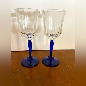 VTG St George American Heritage Cobalt Blue White Wine Glasses (2) 3 Sets Avail